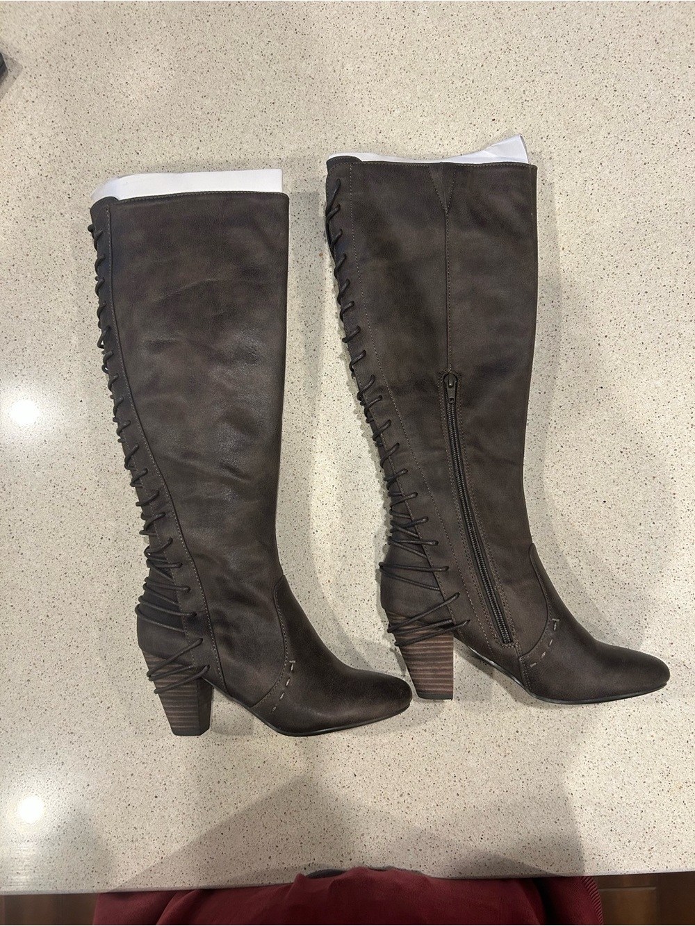 New Brown Lace Backed Report Boots